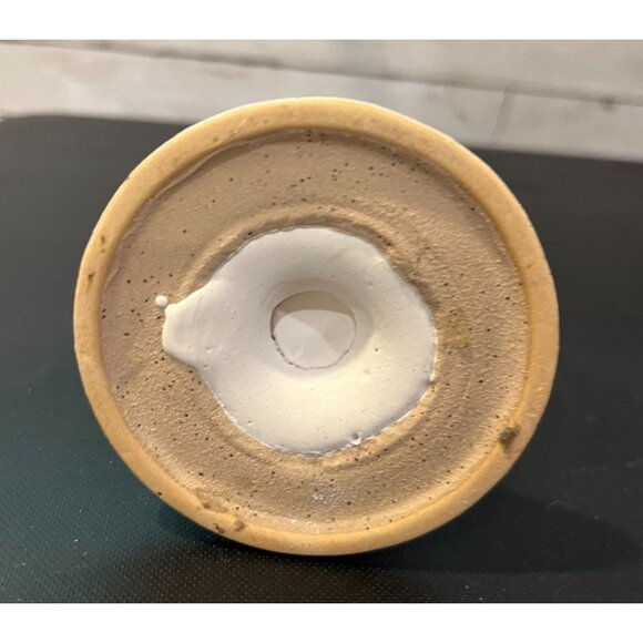 Handmade Pottery Candlestick Holder Cream/Beige Stick Glazed base Unglazed - Picture 5 of 8